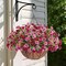 Artificial Faux Hanging Flowers Basket for Spring Outdoors Decoration(Rose White Pink)